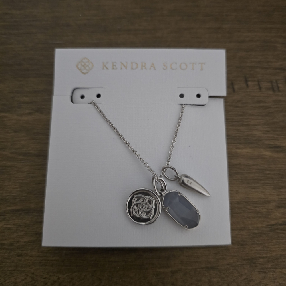 Kendra Scott Silver Necklace with Blue and Silver Charms
